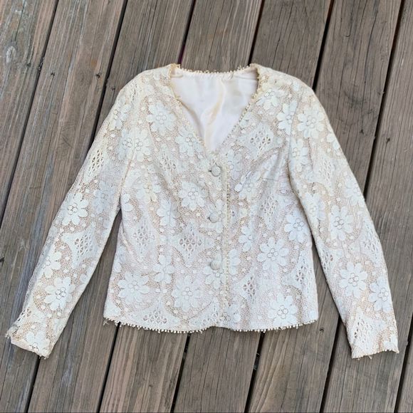 Vintage 60s Crochet Lace Mad Men Style 2 Piece - Picture 7 of 8